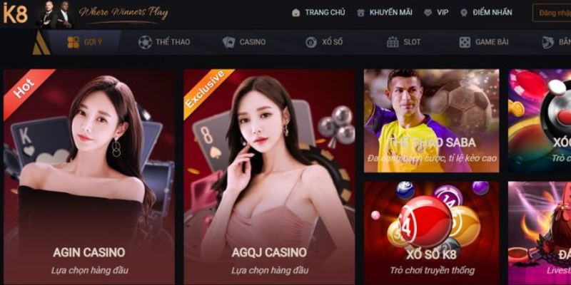 K8 cung cấp đa dạng các dịch vụ giải trí đổi thưởng