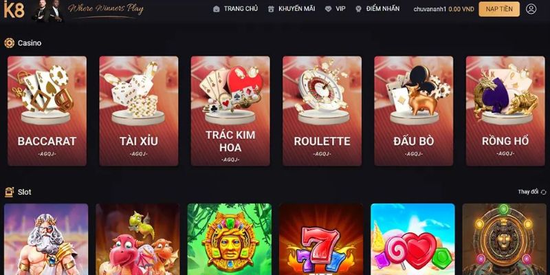 Kho game tại nhà cái K8 thu hút đông đảo cược thủ trải nghiệm